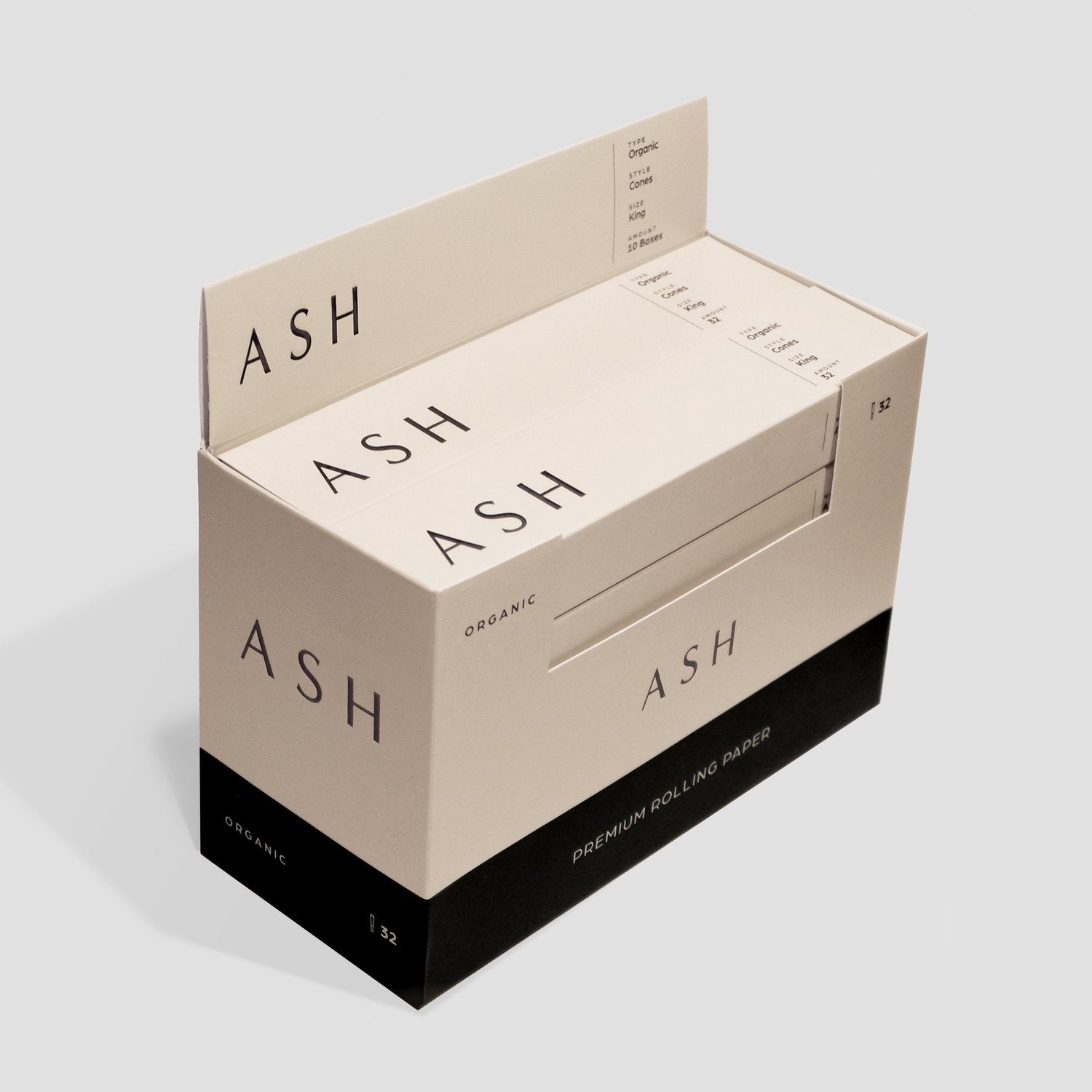Pre-rolled Cones | Organic | 32 count | Box ASH Rolling Paper