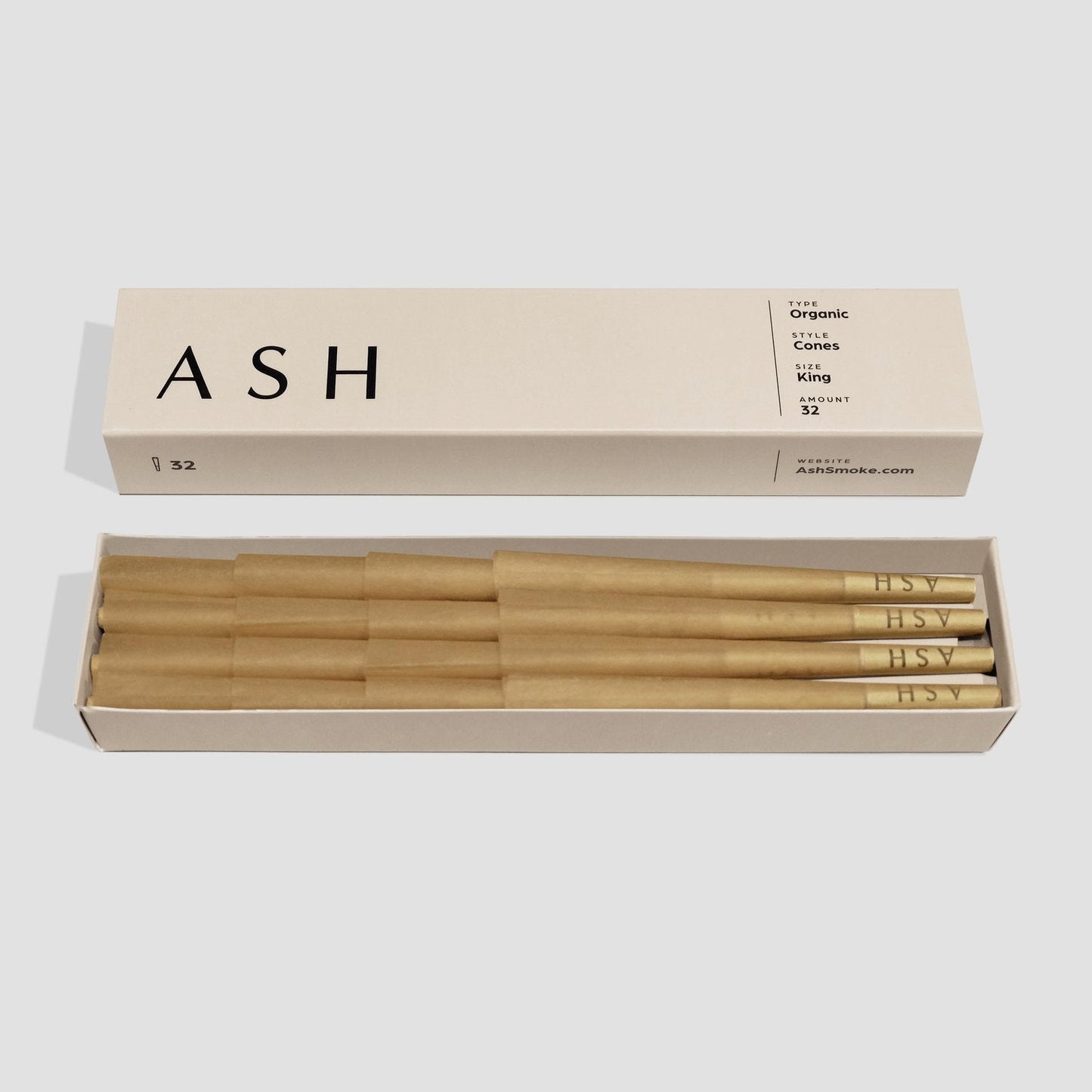 Pre-rolled Cones | Organic | 32 count | Box ASH Rolling Paper