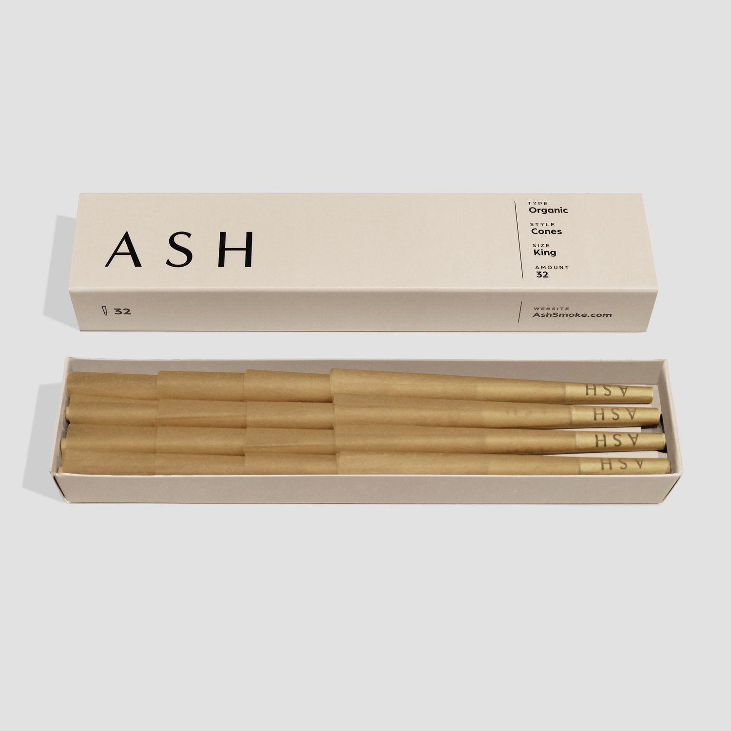 Pre-rolled Cones | Organic | 32 count | Box ASH Rolling Paper 