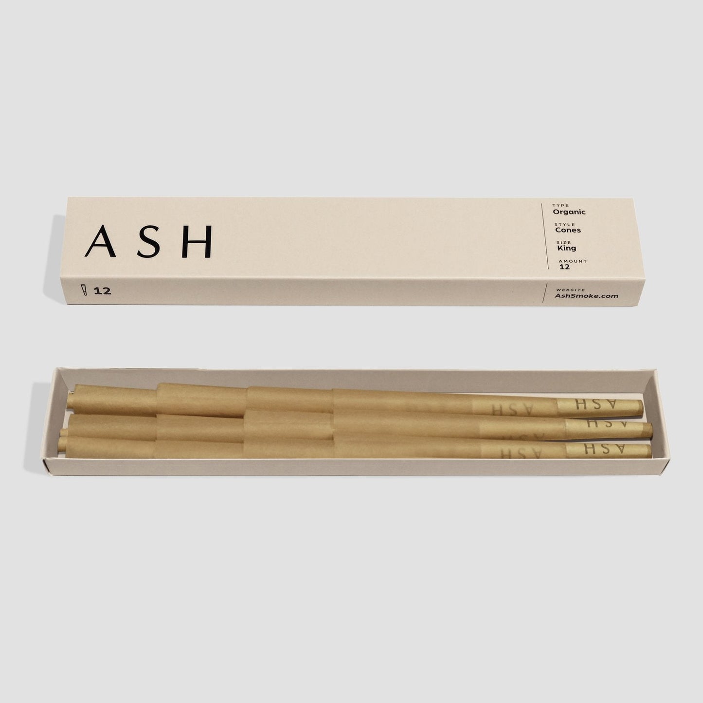 Pre-rolled Cones | Organic | 12 count | Box ASH Rolling Paper 